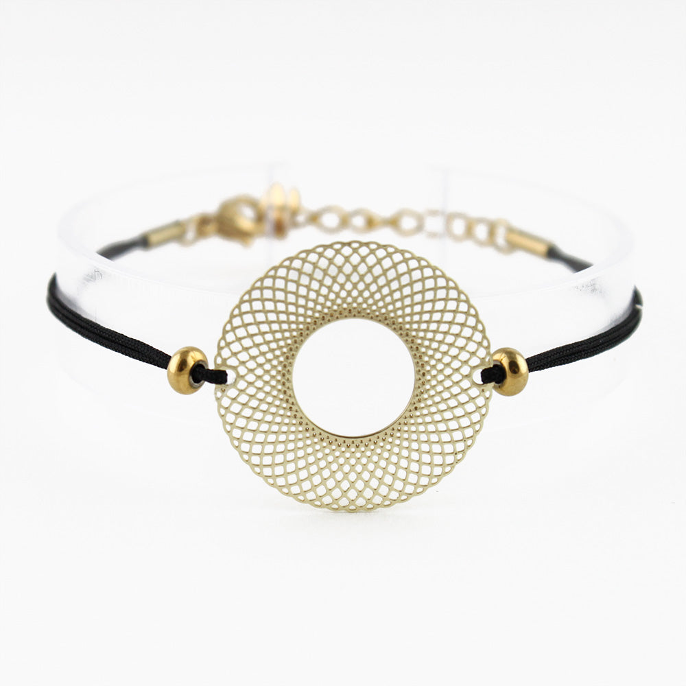 bracelet cordon et perles Sumbawa doré