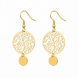 Boucles Flores dorees sur fond blanc