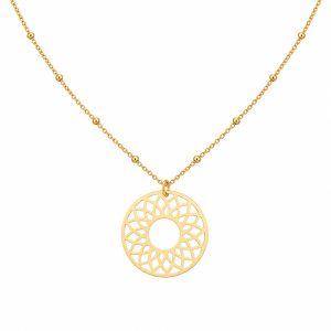 Collier Helios dore sur fond blanc